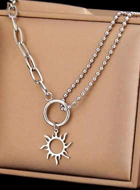Stainless Steel Necklaces Trendy Fine Delicate Sun Totem