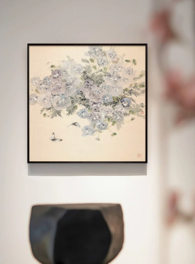 《浮光》中式中国风复古花朵客厅玄关装饰画壁画方形书房卧室挂画