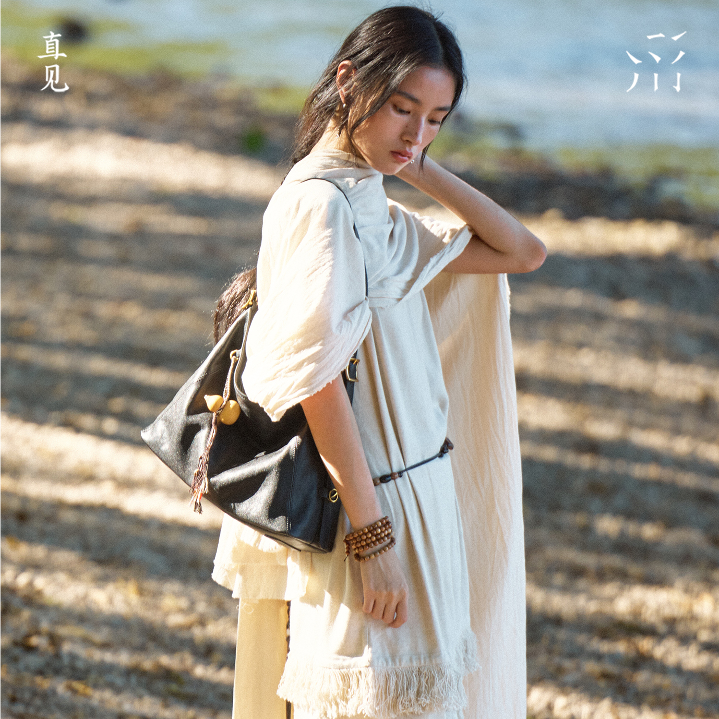 【佳琦推荐】直见一撇hobo植鞣风格牛皮单肩托特斜挎秋冬女包 - 图1