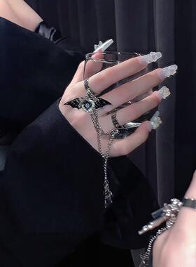 亚文化万圣节食指戒指小众设计感女夸张流苏大个性戒指十字架饰品