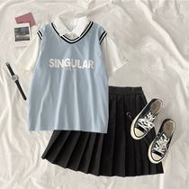 Light Extravaganza 2022 Real Beats Summer Large Size Womens Dress Half Body Skirt Suit Fashion Short Sleeve T-shirt Two-piece Design