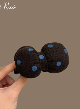 秋冬韩版布艺波点香蕉夹枕头海绵蝴蝶结鲨鱼夹后脑勺竖夹扎发神器