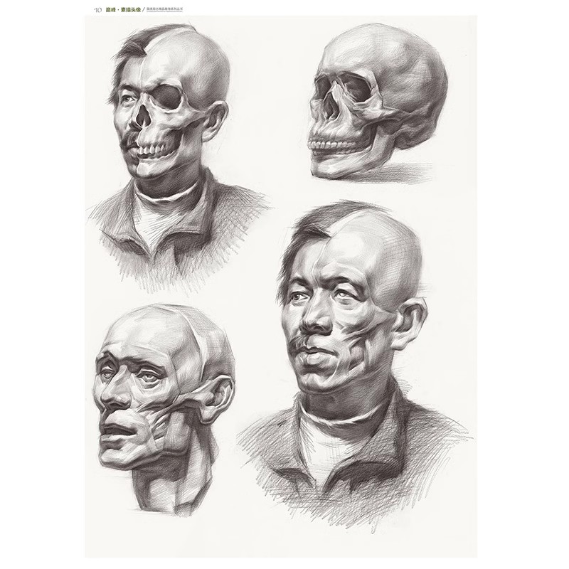 巅峰素描头像 中国美院出版社人物五官局部解析步骤分析照片对应基础入门教程 写生对临肖像课程范本 男女中老青年应试联考美术书