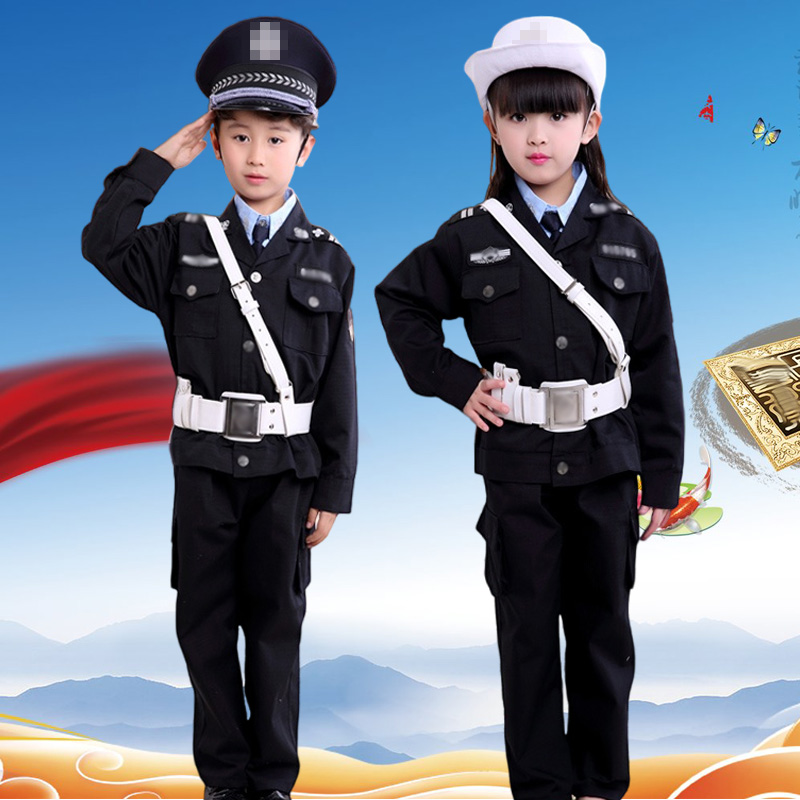 儿童警察服警服套装幼儿园扮演小警官服小交警交通服装制服表演服 - 图1