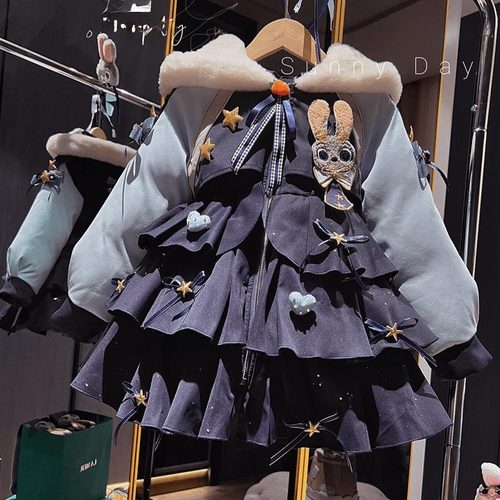 女童朱迪外套秋冬装新款洋气女孩兔子警官派克服儿童加厚羽绒棉衣 - 图0