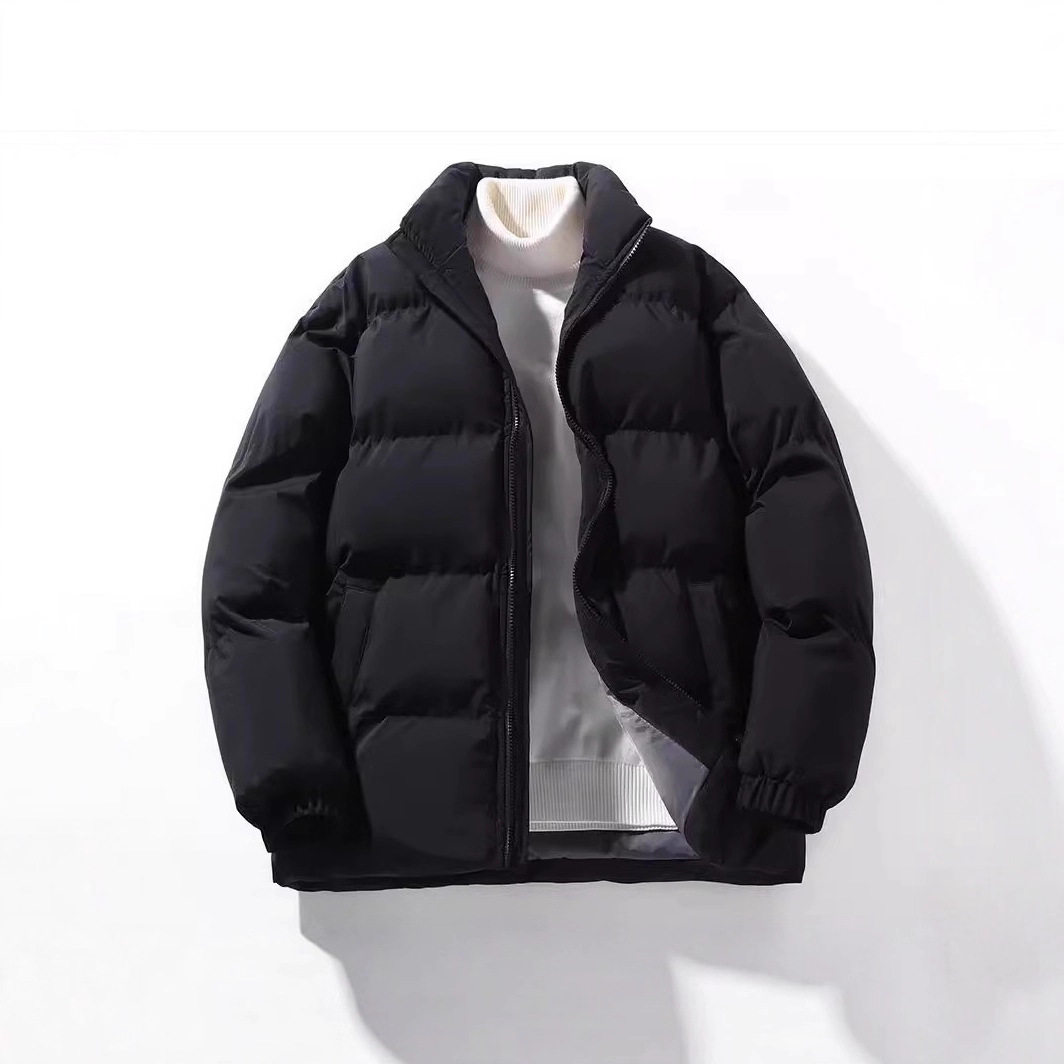 Autumn and winter turtleneck cotton coat thickened velvet jacket men's new solid color cotton jacket down jacket couple wear bread coat large size