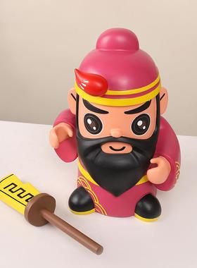 Q版关公财神像创意摆件 潮玩招财桌面关二爷玄关车载树脂小摆件