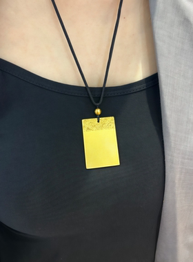 古法传承祥云无事牌挂坠黄金包银时尚平安方牌吊坠项链女男士同款