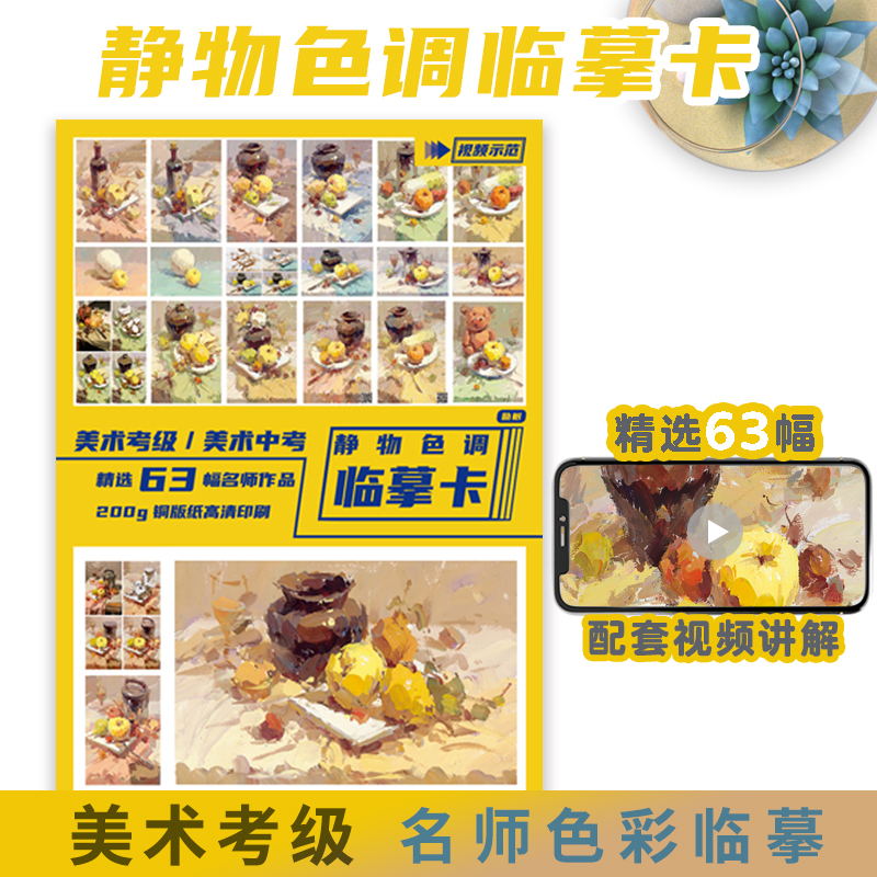 色彩静物色调临摹卡 励尚临摹范本水粉起步色稿对应入门基础教程对画照片写生技法画册集 美院联考美术高考名师示范教材图书籍 - 图3
