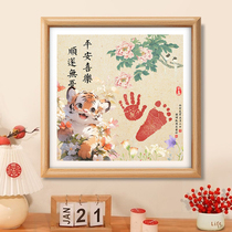 Year Hands Foot Print Tiger Baby Photo Frame Ritual Arrest Week Mementos Baby Gifts Hands And Feet Printed Souvenirs One Year Old Gift