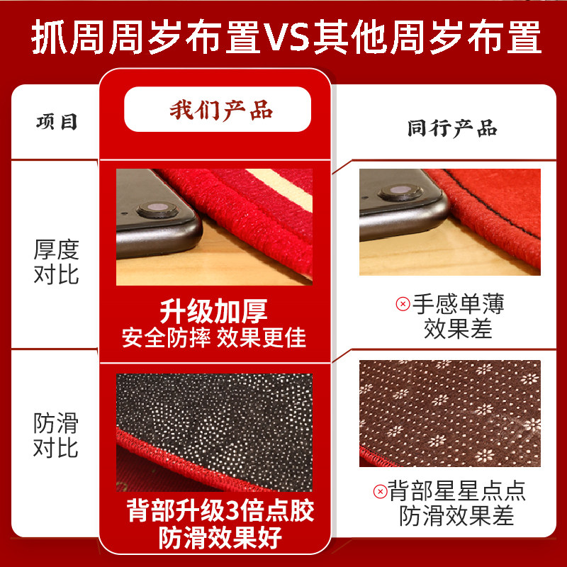 宝宝一周岁布置全套地垫抓周礼道具用品儿童圆形抓阄地毯爬行垫子,淘宝优惠券,粉丝福利购,淘宝优惠卷