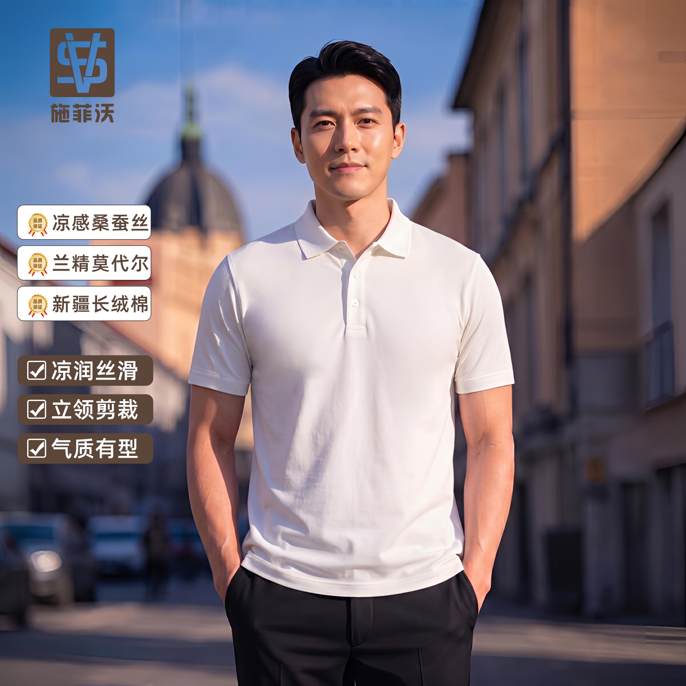 桑蚕丝莫代尔棉-施菲沃-金标品质高端面料商务休闲夏季男士Polo衫