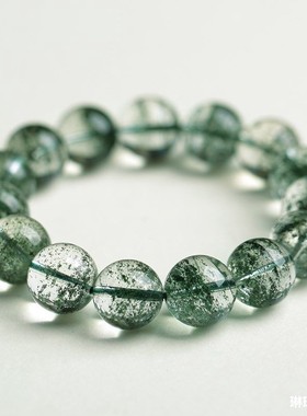 天然巴西水晶绿幽灵手链满天星雪花手链聚宝盆绿色水晶男女款