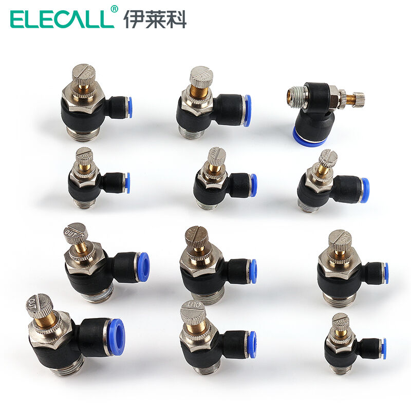 伊莱科（ELECALL）气动接头节流阀调速阀流量调节SL8-02快速插接 - 图0