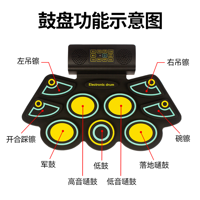 手卷电子鼓折叠便携式架子鼓打击板垫儿童初学者成人专业练习神器-图0