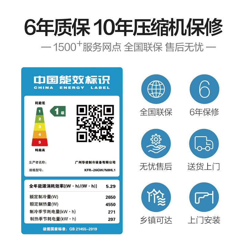华凌空调挂机大1匹新一级能效 华凌美翼空调