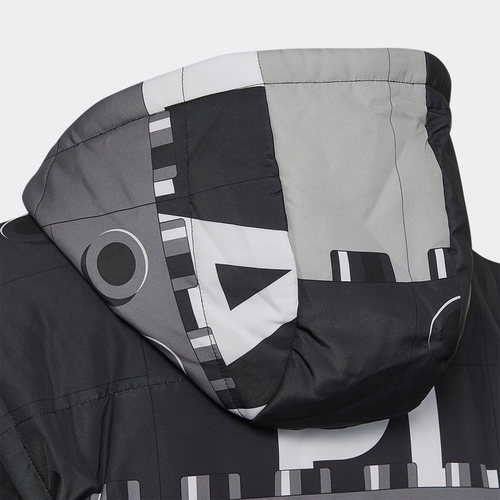 Adidas/阿迪达斯正品新款大童印花拼接二合一连帽棉服HM2226 - 图2