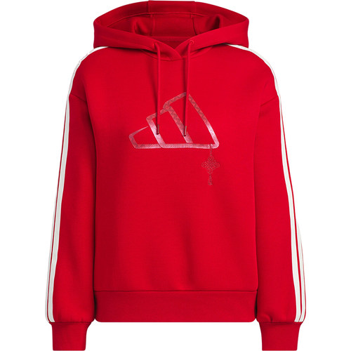 Adidas/阿迪达斯官方正品新款女士双面针织连帽卫衣套头衫JZ1636 - 图3