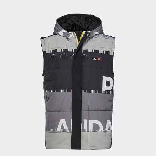 Adidas/阿迪达斯正品新款大童印花拼接二合一连帽棉服HM2226 - 图1