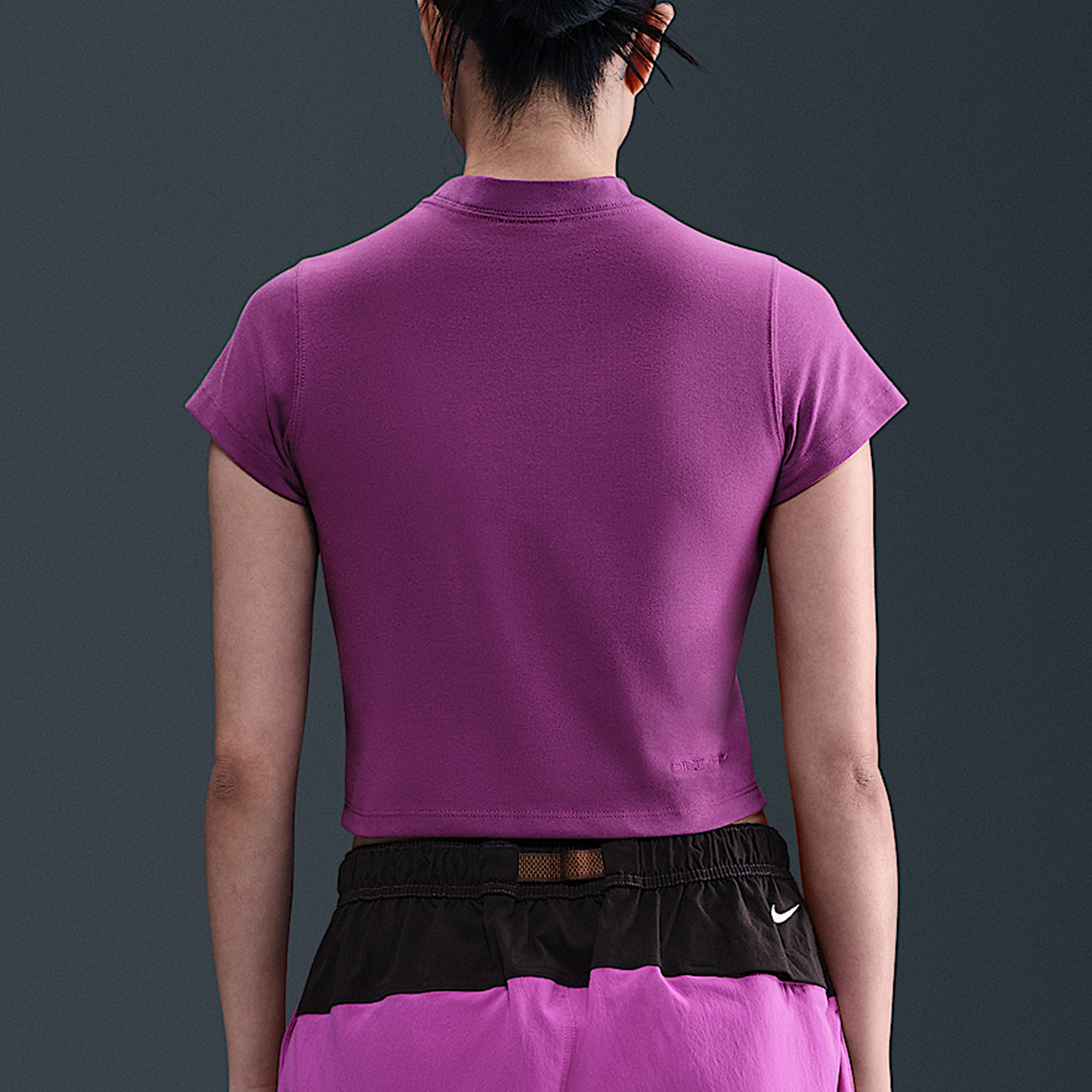 Nike/耐克正品Dri-FIT女士套头修身短款透气针织短袖HM6085-505 - 图0