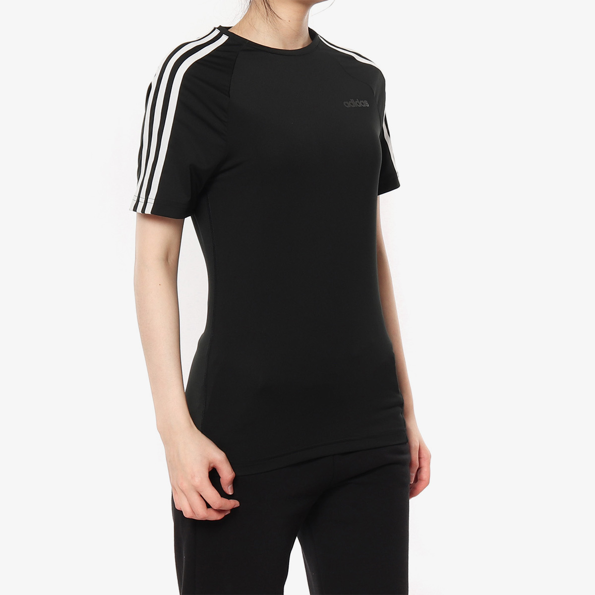 Adidas/阿迪达斯正品 D2M 3S TEE 女子休闲运动透气短袖T恤EH8722 - 图0