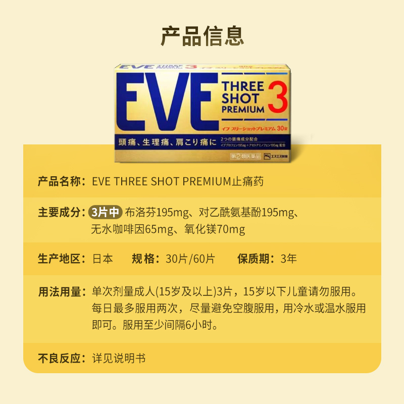 白兔eve止疼药退烧药痛经头疼牙痛药对乙酰氨基酚布洛芬片30粒