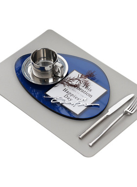 轻奢样板房餐具套装蓝色不锈钢