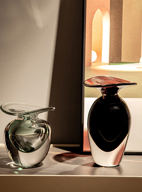 轻奢样板间家居床头柜波罗花器饰品摆件喇叭花琉璃蓝色瓶搭配组合