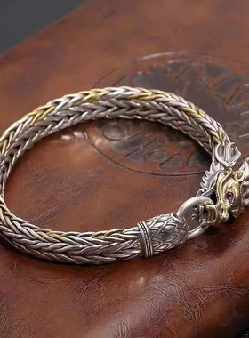 新款国潮民族风手工编织金色龙头