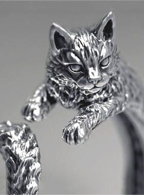 新款猫咪戒指欧美宠物可爱小猫活