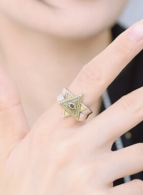 新款全视之眼戒指共济会徽章男士