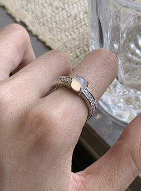 新款国风新中式白色锆石指环高级