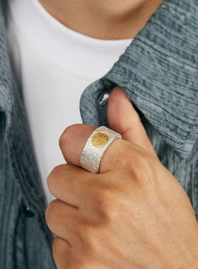 新款福泽手工戒指男士福字开口宽