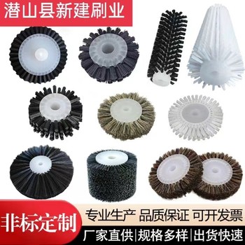 Customized industrial brush roller disc-shaped nylon wire steel wire plastic brush remover dust polishing small roller hollow brush