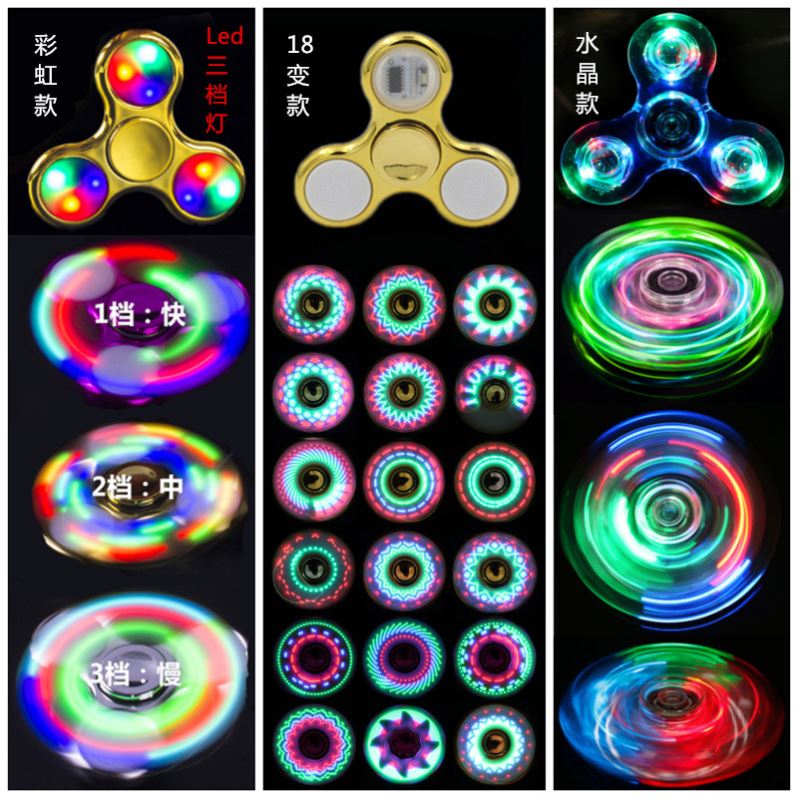 Fidget Spinner Glow in the Dark Adult Toy Anti Stress Led - 图0