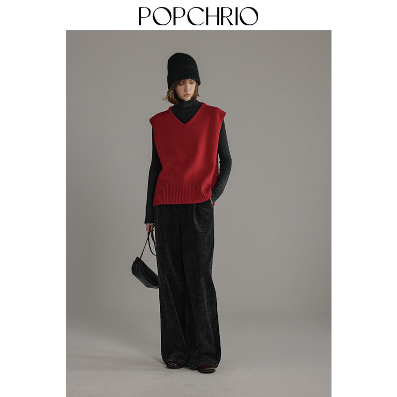 【到手299元】可拆卸围脖复古v高领羊毛针织背心叠穿内搭马甲女冬,淘宝优惠券,粉丝福利购,淘宝优惠卷