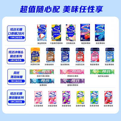 炫迈无糖薄荷西瓜葡萄香草蓝莓味