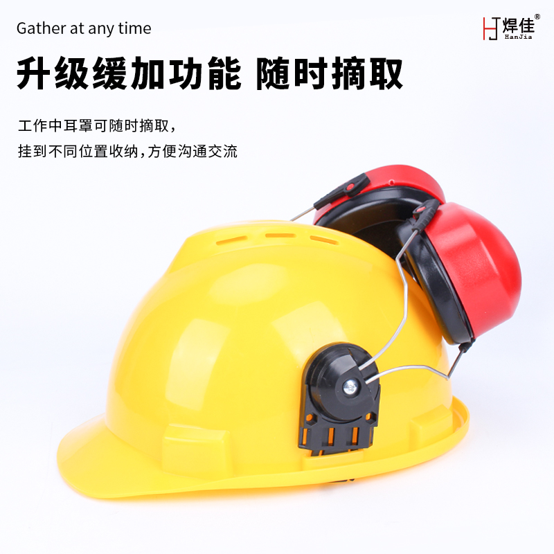 工业级防噪音耳罩挂安全帽隔音降噪静音防护打磨割草机劳保配帽式 - 图2