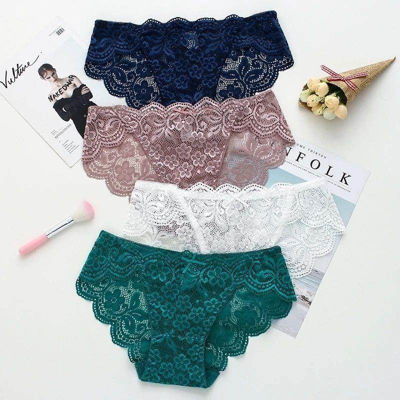 【2条装/4条装】夏季性感蕾丝内裤女纯棉裆镂空女士内裤无痕低女