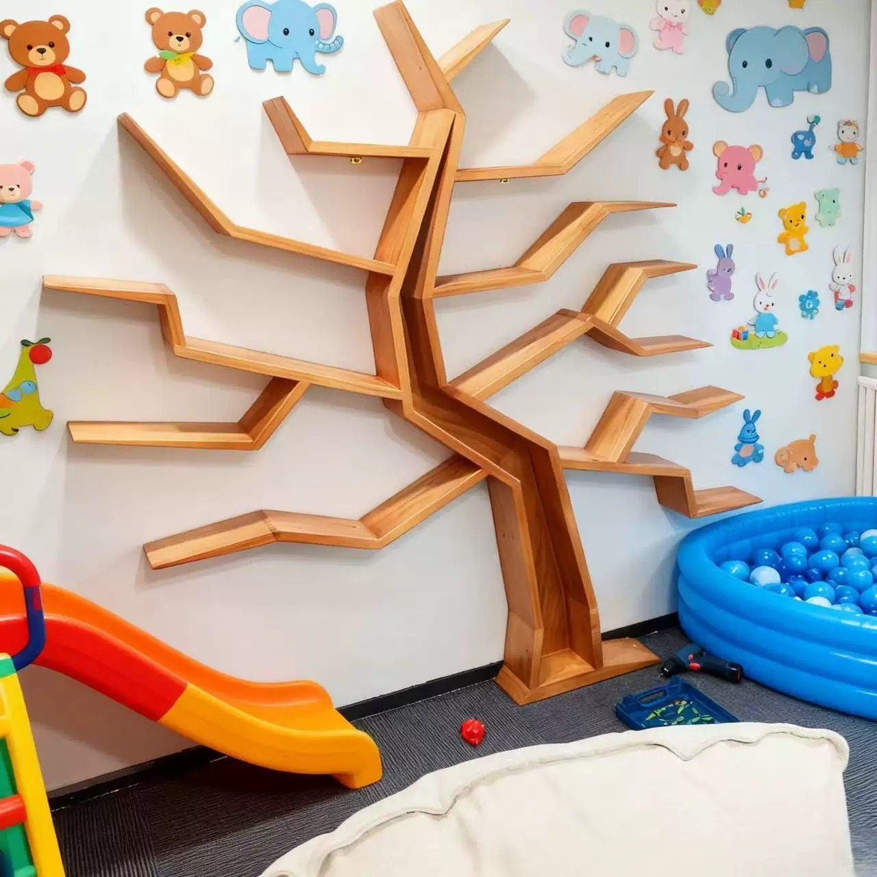 简约实木树形书架办公室客厅创意收纳置物架落地装饰架 背景装饰,淘宝优惠券,粉丝福利购,淘宝优惠卷