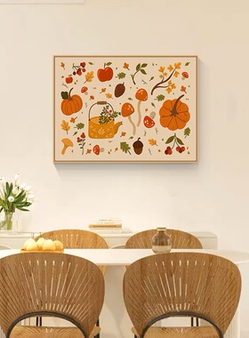 现代简约餐厅挂画原木风装饰画