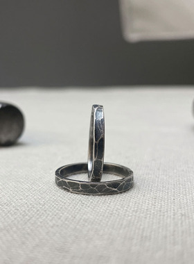 S999纯银手工定制刻字情侣对戒