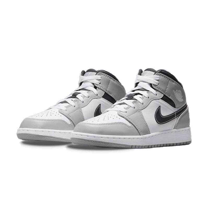 Jordan Air Jordan 1 Mid 防滑 中帮 复古篮球鞋 GS 灰色,淘宝优惠券,粉丝福利购,淘宝优惠卷