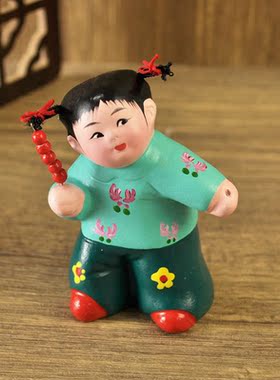 中国风泥人张彩塑红泥坊红胶泥
