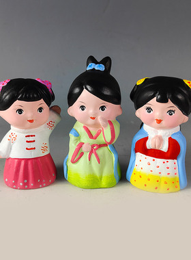泥人张汉服娃娃小仕女桌面摆件
