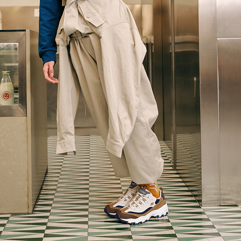 Skechers斯凯奇男鞋秋冬季款复古老爹鞋摩卡可可运动休闲熊猫鞋