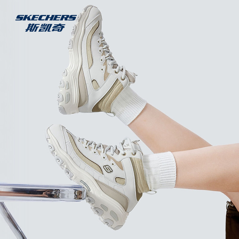 斯凯奇秋季高帮绑带设计运动鞋轻质减震柔软休闲鞋时尚百搭169075 - 图1