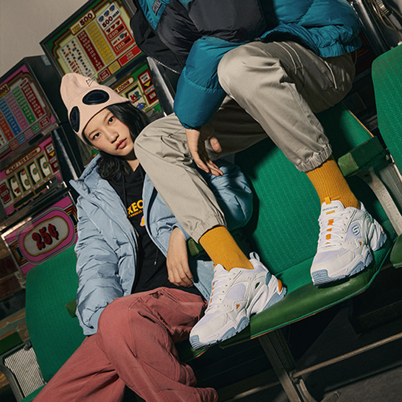 skechers夏季款二代机甲跑步鞋男鞋 skechers斯凯奇蔚亚老爹鞋