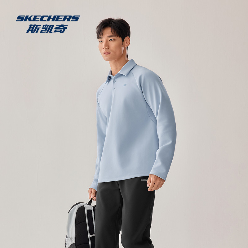 斯凯奇运动POLO衫2026冬季男士针织长袖衫吸湿速干透气舒适百搭,淘宝优惠券,粉丝福利购,淘宝优惠卷