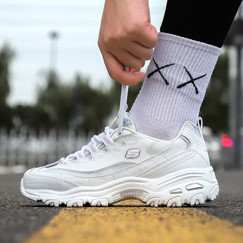 Skechers斯凯奇女鞋秋冬季款女款透气小白鞋复古老爹鞋运动熊猫鞋,淘宝优惠券,粉丝福利购,淘宝优惠卷